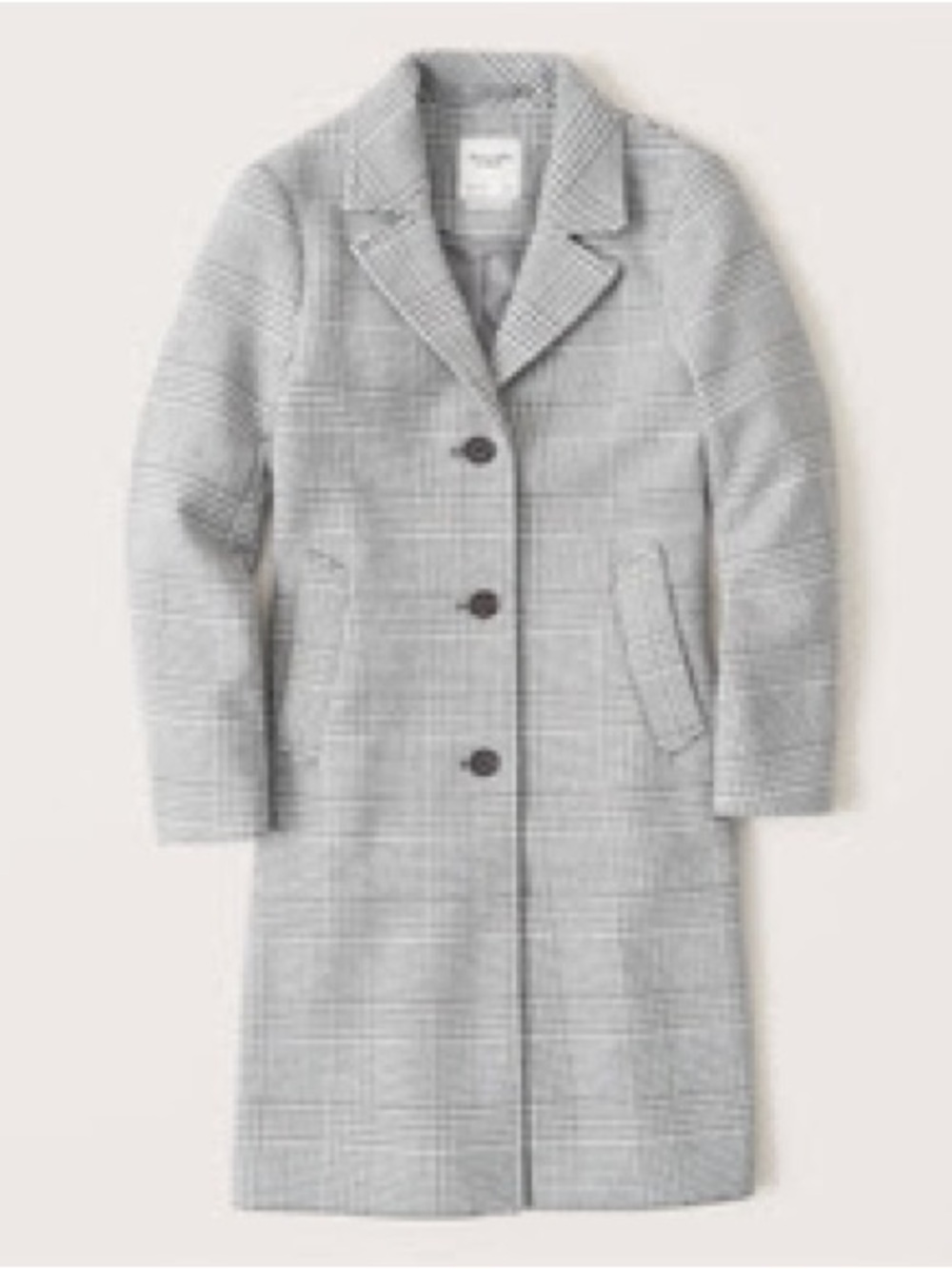 Abercrombie & Fitch Gray Plaid Long Coat